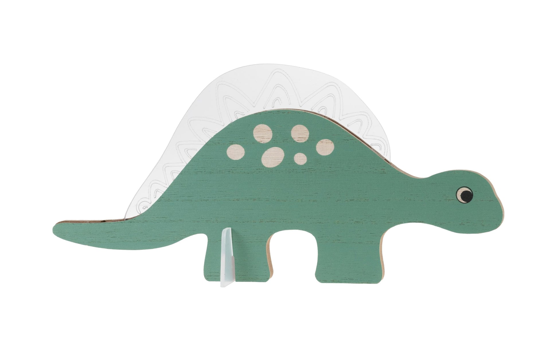 COCON Tischleuchte Dino Holz – LED integriert, warmweiss, batteriebetrieb (2× AA), laufzeit 6 h – Weiss