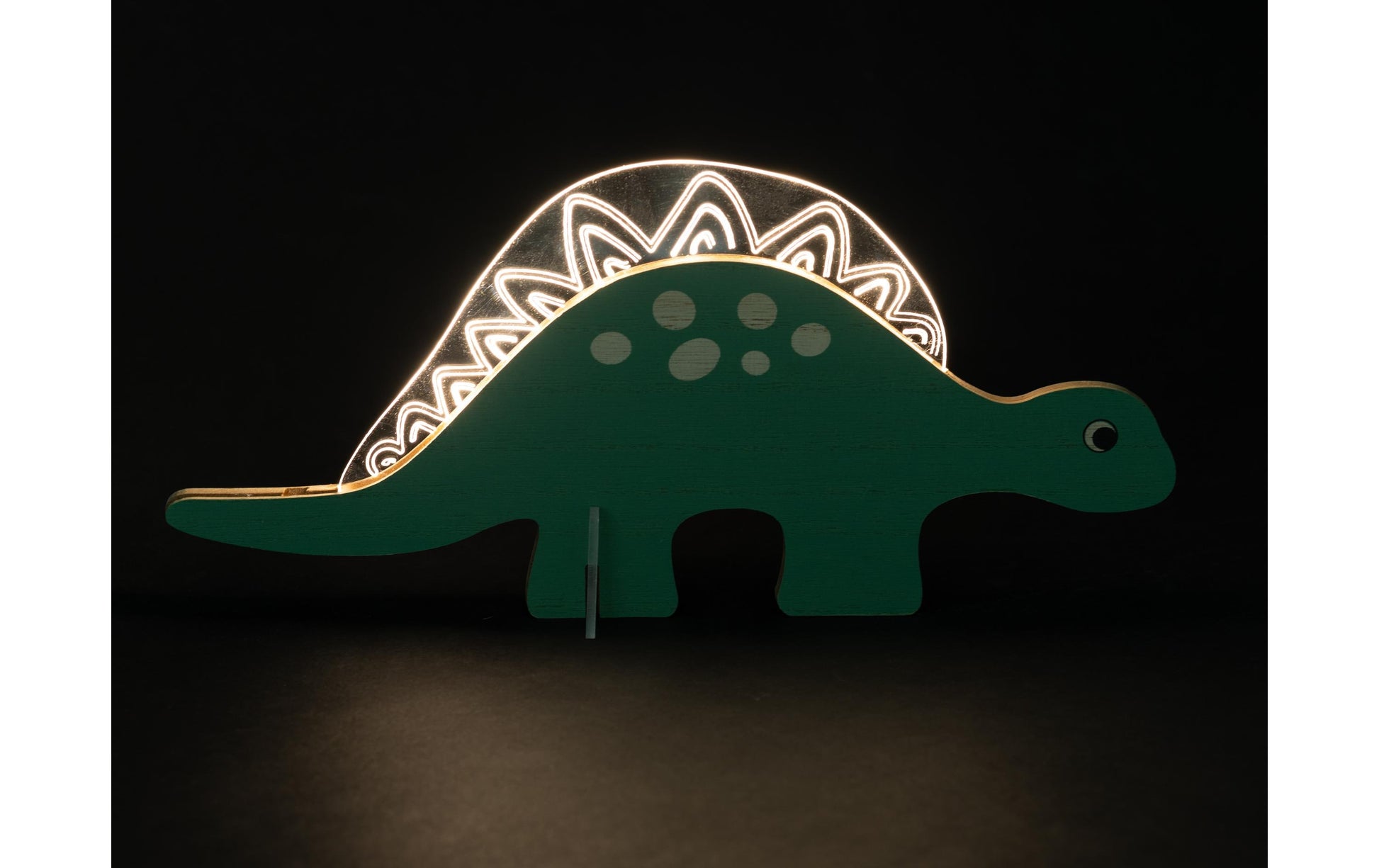 COCON Tischleuchte Dino Holz – LED integriert, warmweiss, batteriebetrieb (2× AA), laufzeit 6 h – Weiss