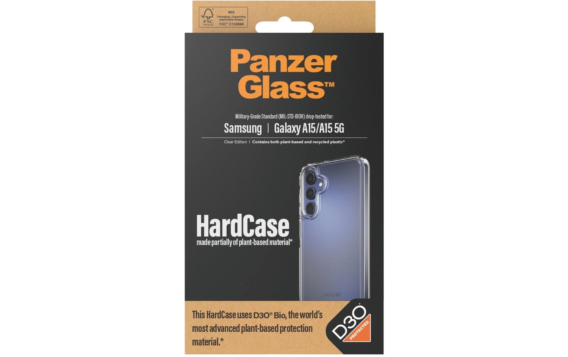 PanzerGlass HardCase D3O Backcover – für Samsung Galaxy A15/A15 5G, PET, Transparent