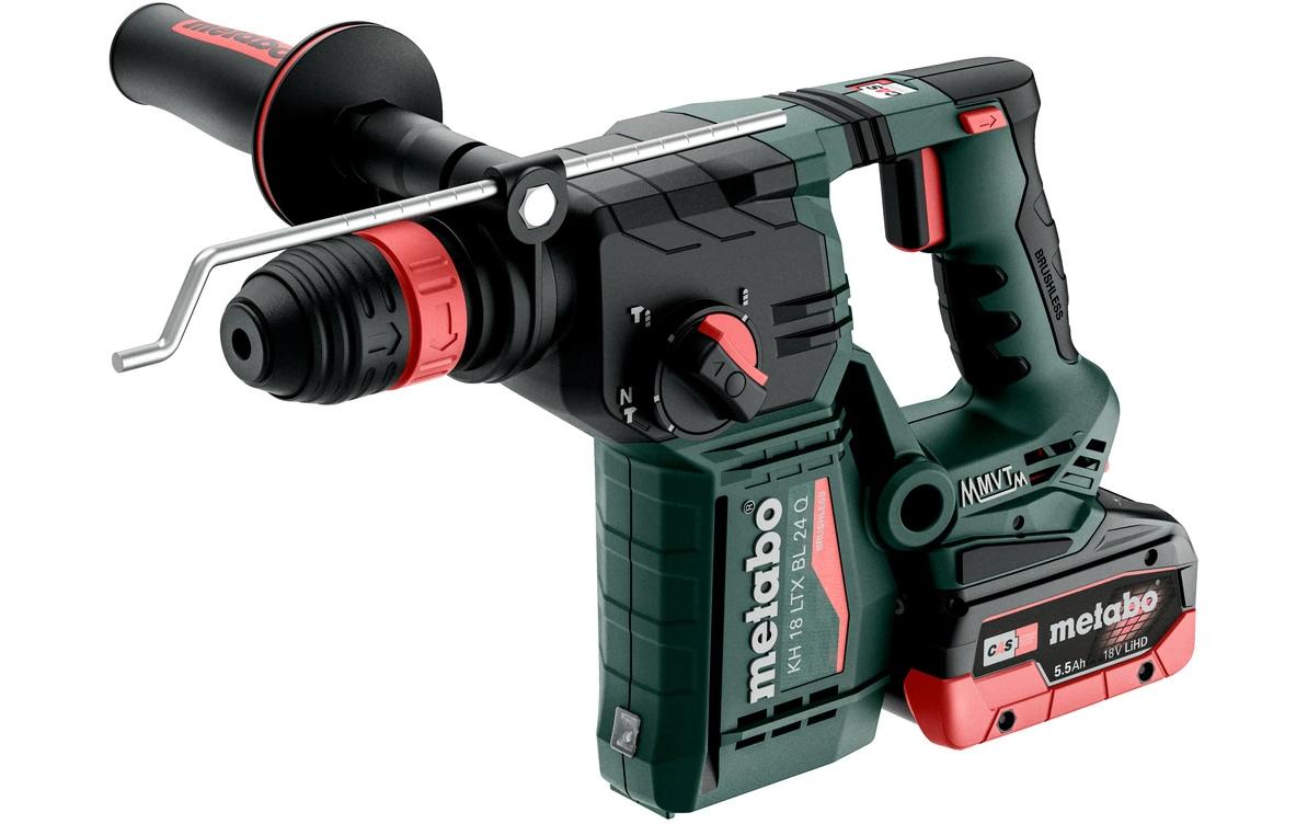 Metabo Bohrhammer KH 18 LTX BL 24 Q – 18 V (CAS) – SDS-plus – Beton Ø 24 mm – 2×5,5 Ah & Ladegerät