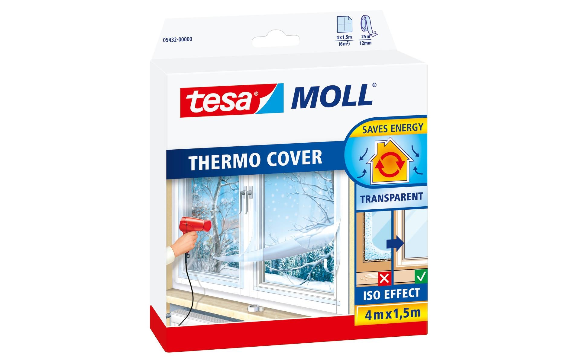 TESA Abziehbare Isolier-/Thermofolie Transparent – 150 cm × 4 m