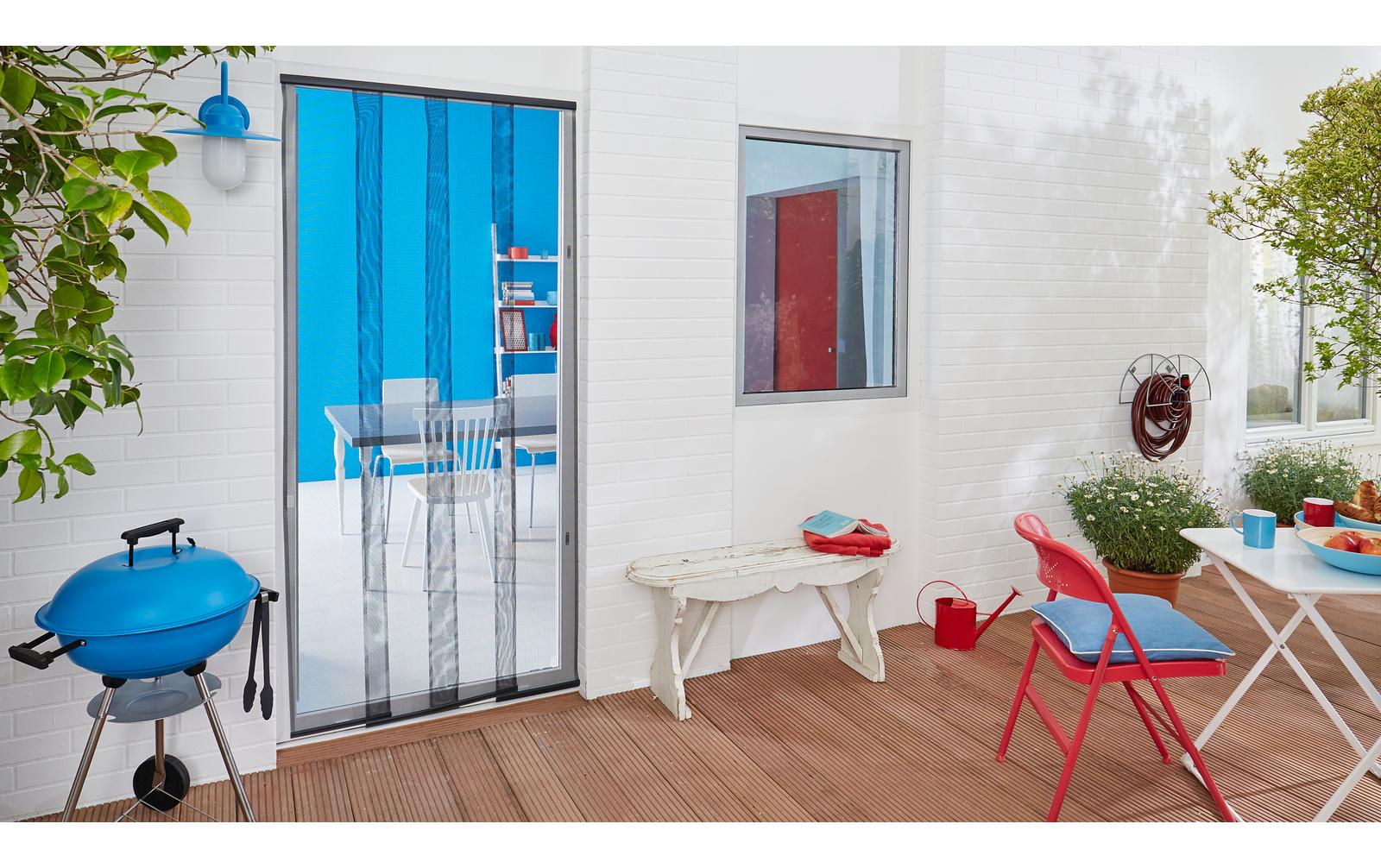 TESA IS Lamella Fliegengitter Tür – 120 × 250 cm – anthrazit – Acrylat-Polymer – Lamellen – für Türen
