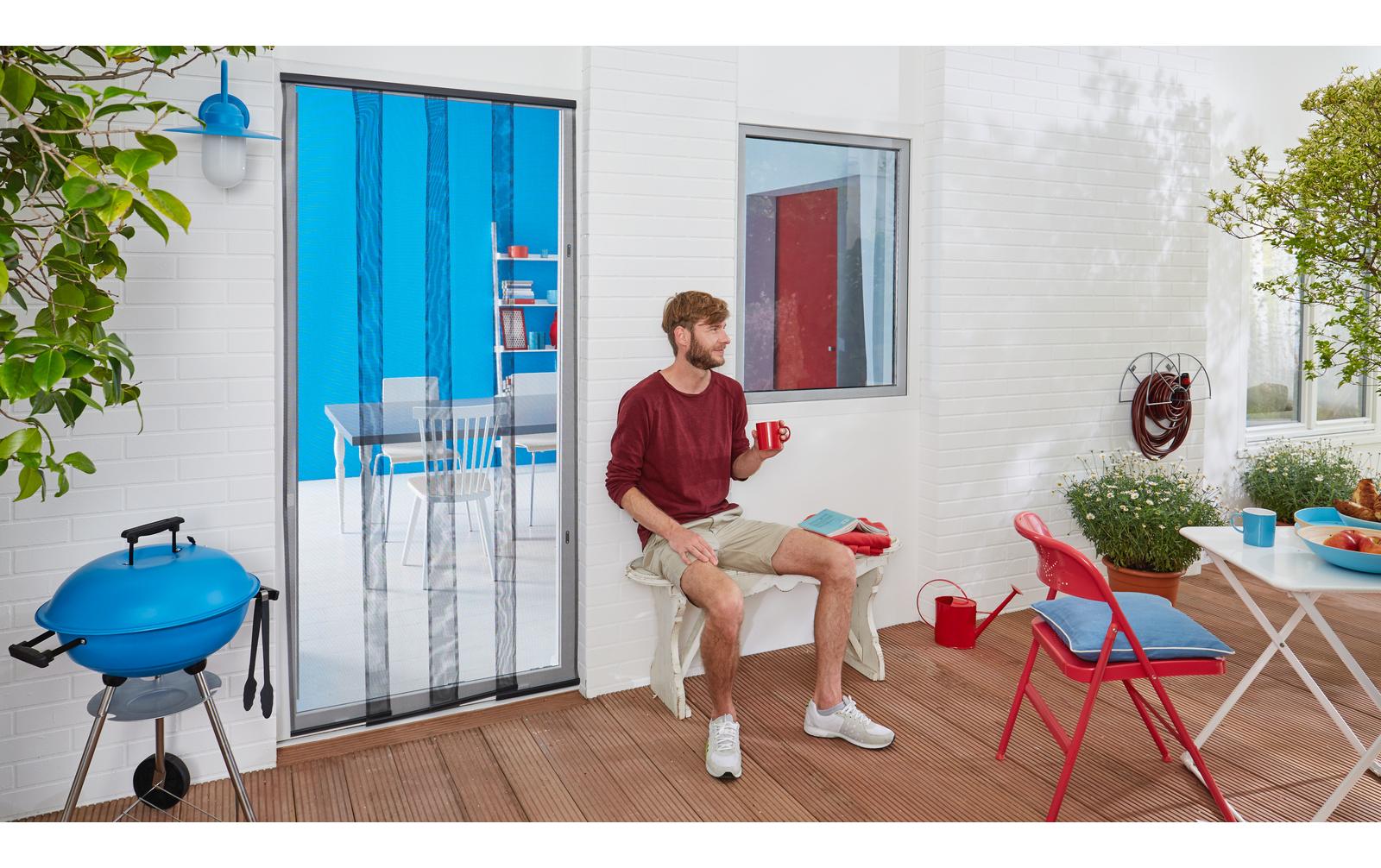 TESA IS Lamella Fliegengitter Tür – 120 × 250 cm – anthrazit – Acrylat-Polymer – Lamellen – für Türen