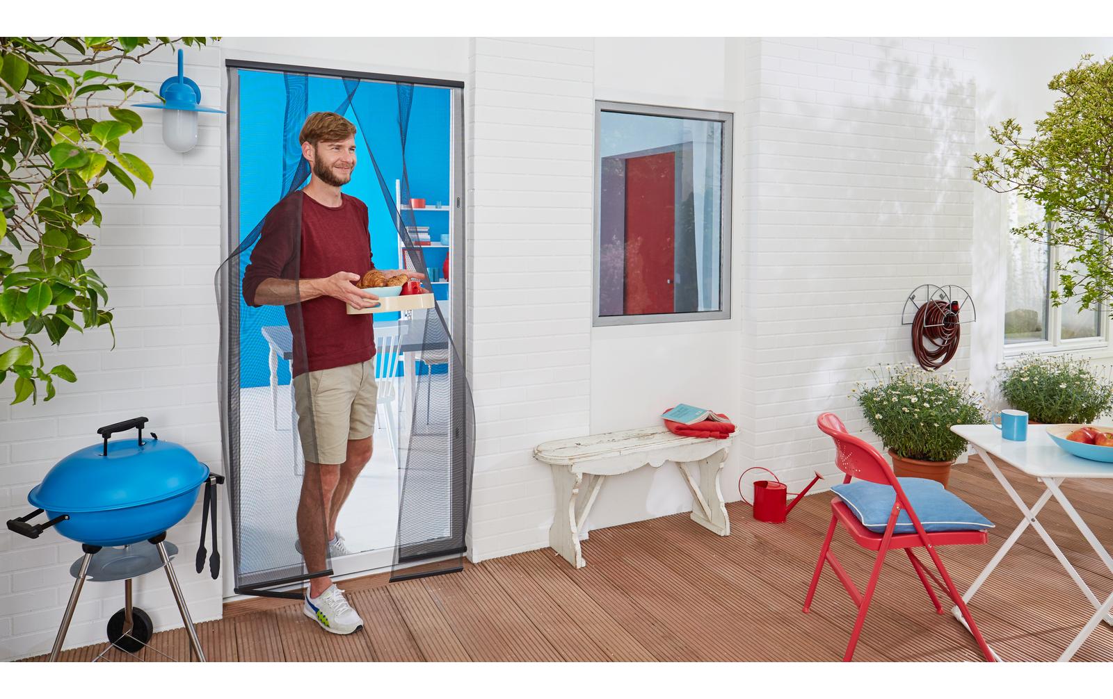 TESA IS Lamella Fliegengitter Tür – 120 × 250 cm – anthrazit – Acrylat-Polymer – Lamellen – für Türen