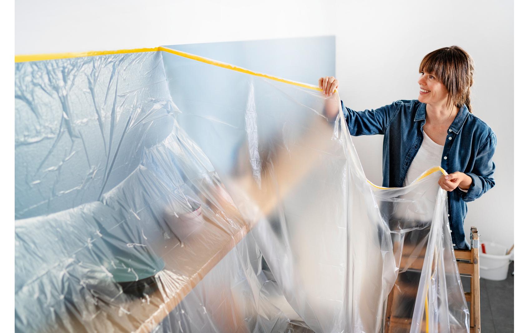 TESA Abdeckfolie mit Band Easy Cover Perfect+ Nachfüllpack, transparent – 1'400 mm × 33,0 m