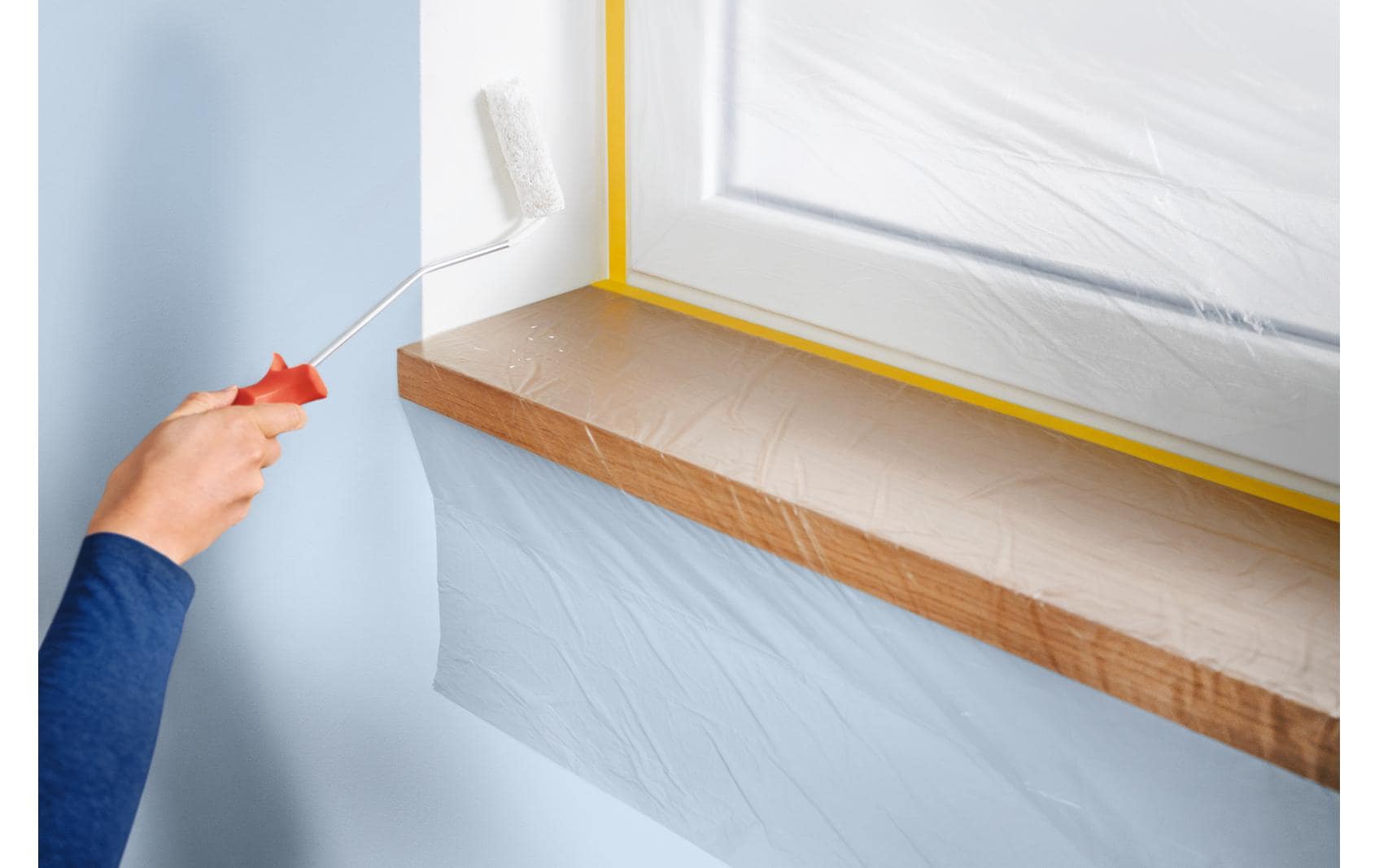 TESA Abdeckfolie mit Band Perfect+, transparent – 550 mm × 33,0 m