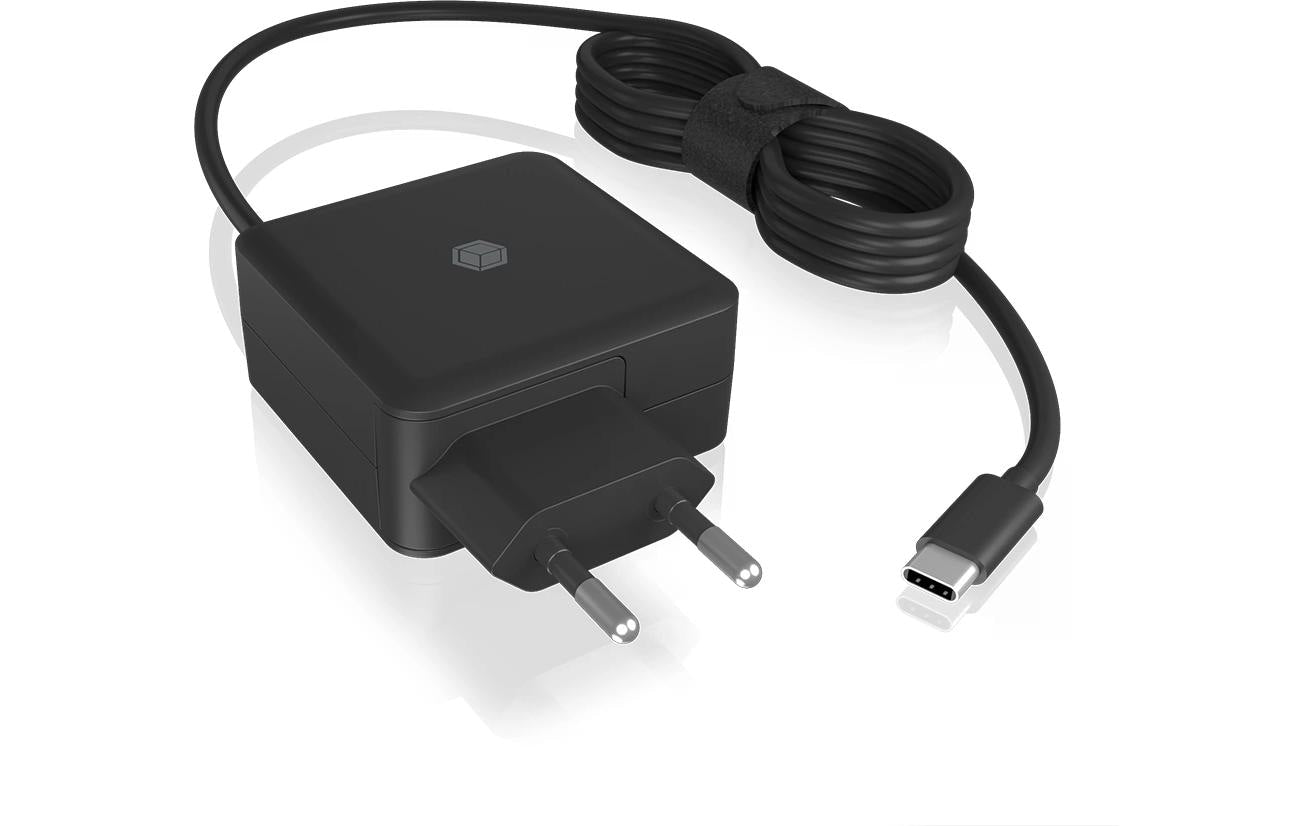 ICY BOX IB-PS111-PD USB-Ladegerät 65 W – USB-C×1 – PD 3.0, EU-Stecker (Typ C) – für universelle Geräte – schwarz