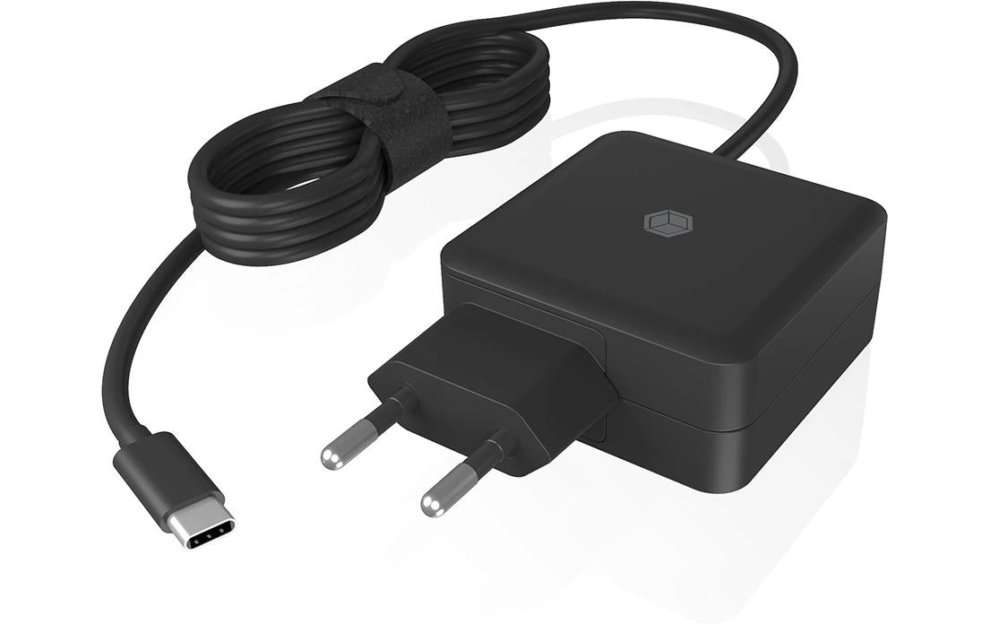 ICY BOX IB-PS111-PD USB-Ladegerät 65 W – USB-C×1 – PD 3.0, EU-Stecker (Typ C) – für universelle Geräte – schwarz