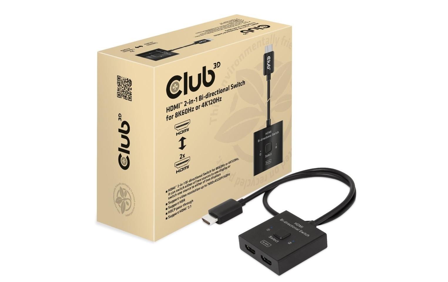 CLUB3D Club 3D CSV-1384 – HDMI Switch, 2×1, 8K@60 Hz