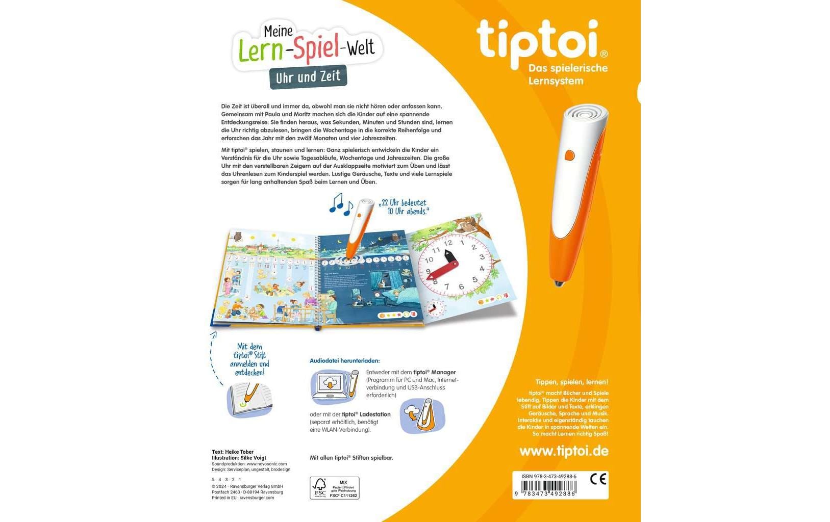 Ravensburger Lernbuch – tiptoi Meine Lern-Spiel-Welt: Uhr und Zeit, Deutsch, 4–6 Jahre