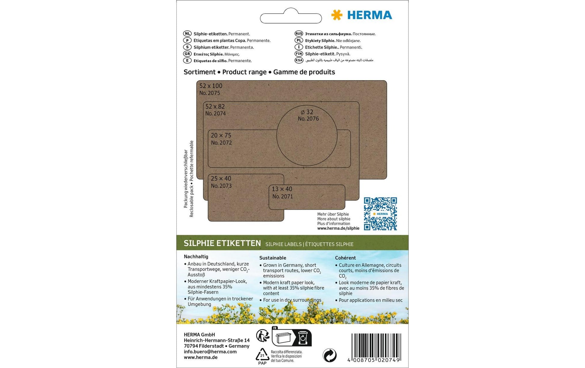 HERMA Schuletiketten – 52×82 mm, Abgerundete Ecken, 96 Stk, 24 Bogen, Papier, Permanent Haftend