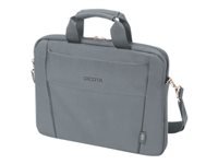DICOTA Notebook-Tasche für bis 14,1" – abnehmbarer Schultergurt, aus recyceltem PET – Grau
