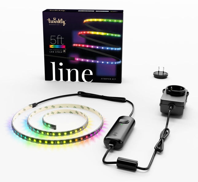 Twinkly LED-Strip – Starterset, 1,5 m, 540 lm, 24 W, RGB, BT, für HomeKit, schwarz