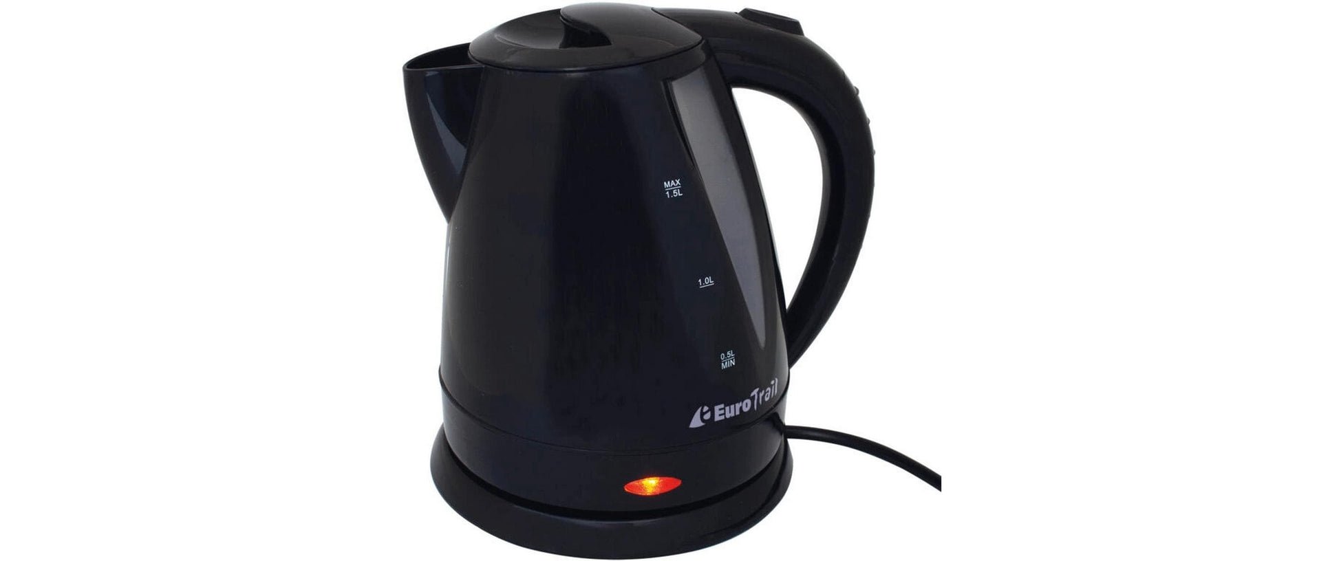 Eurotrail Wasserkocher ETKW6016 – 1,5 l, Kunststoff, 900 W, Schwarz, 360°-Sockel