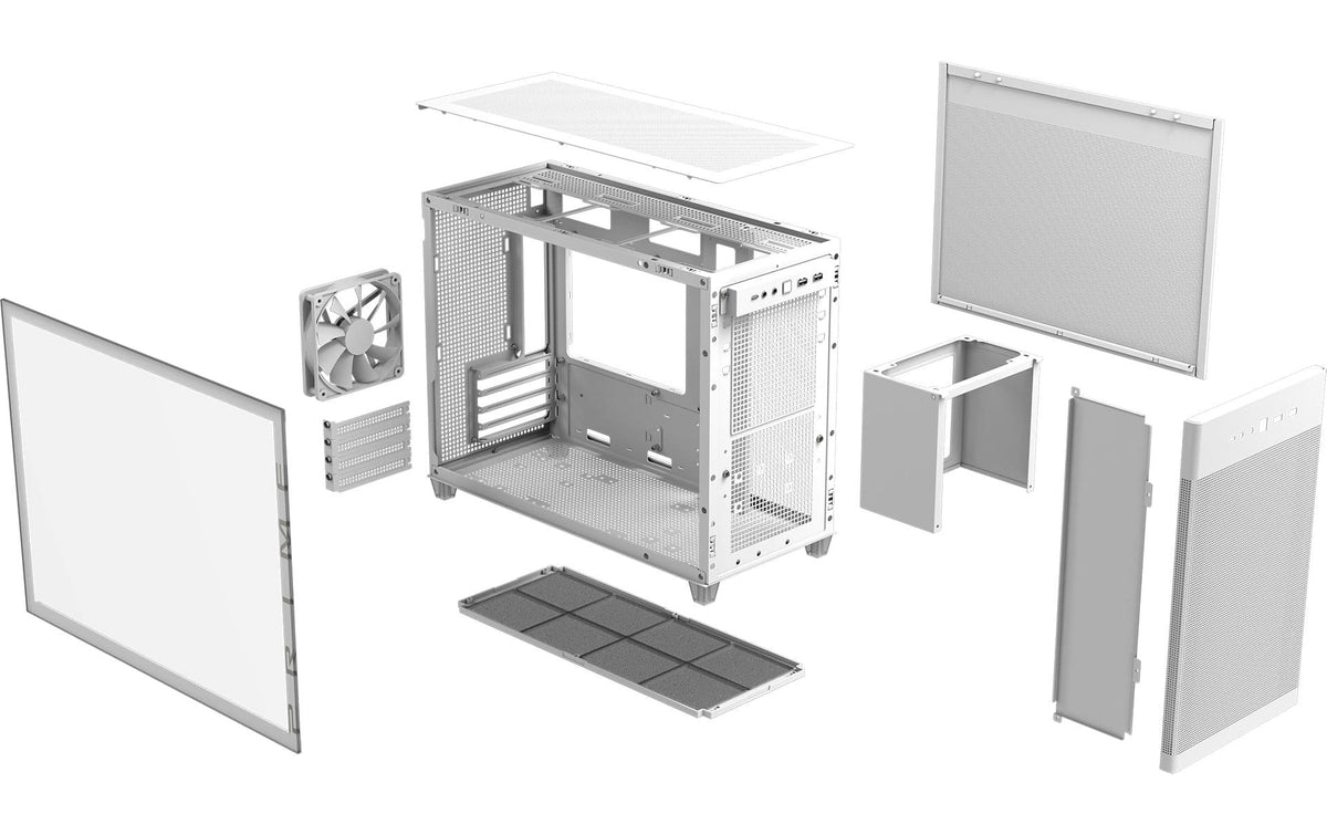 ASUS AP201 – PC-Gehäuse – Mini-Tower, Micro-ATX, Mini-ITX, 3×3,5", 1×2,5", Seitenfenster, Weiss