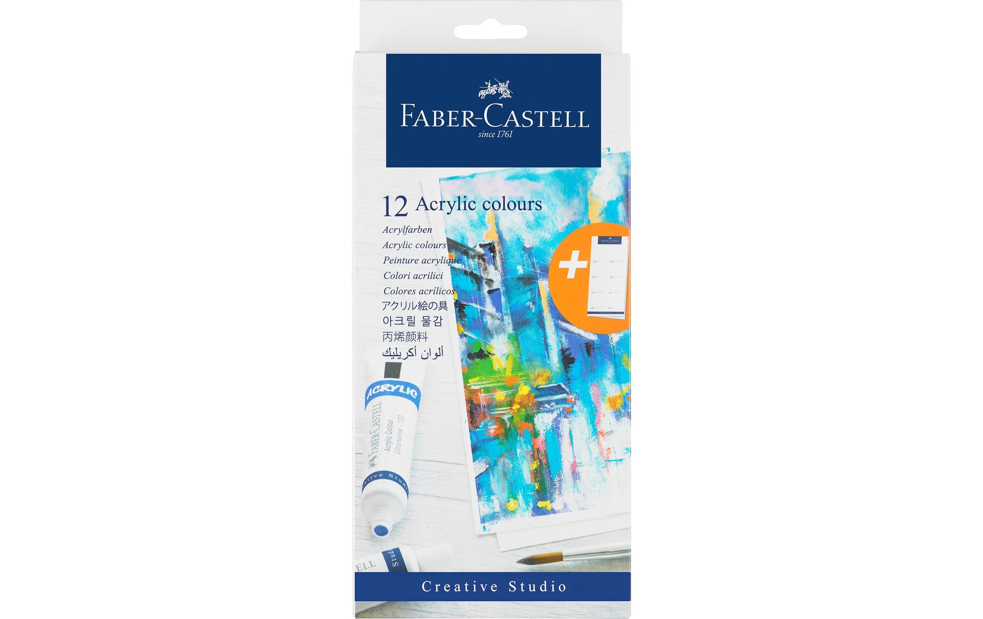 Faber-Castell Acrylfarbe – 12 Farben (Mehrfarbig), verwischbar – 12×20 ml (240 ml)
