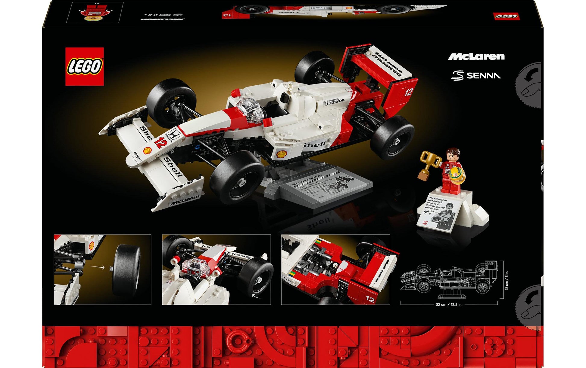 LEGO Icons McLaren MP4/4 & Ayrton Senna Bauset – 693-teilig – 17 × 12 × 32 cm – ab 18 J.