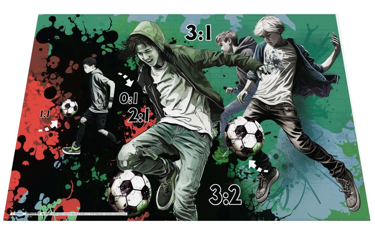 HERMA Schreibunterlage – Street Soccer – 550 × 350 mm – Kunststoff, rutschfest