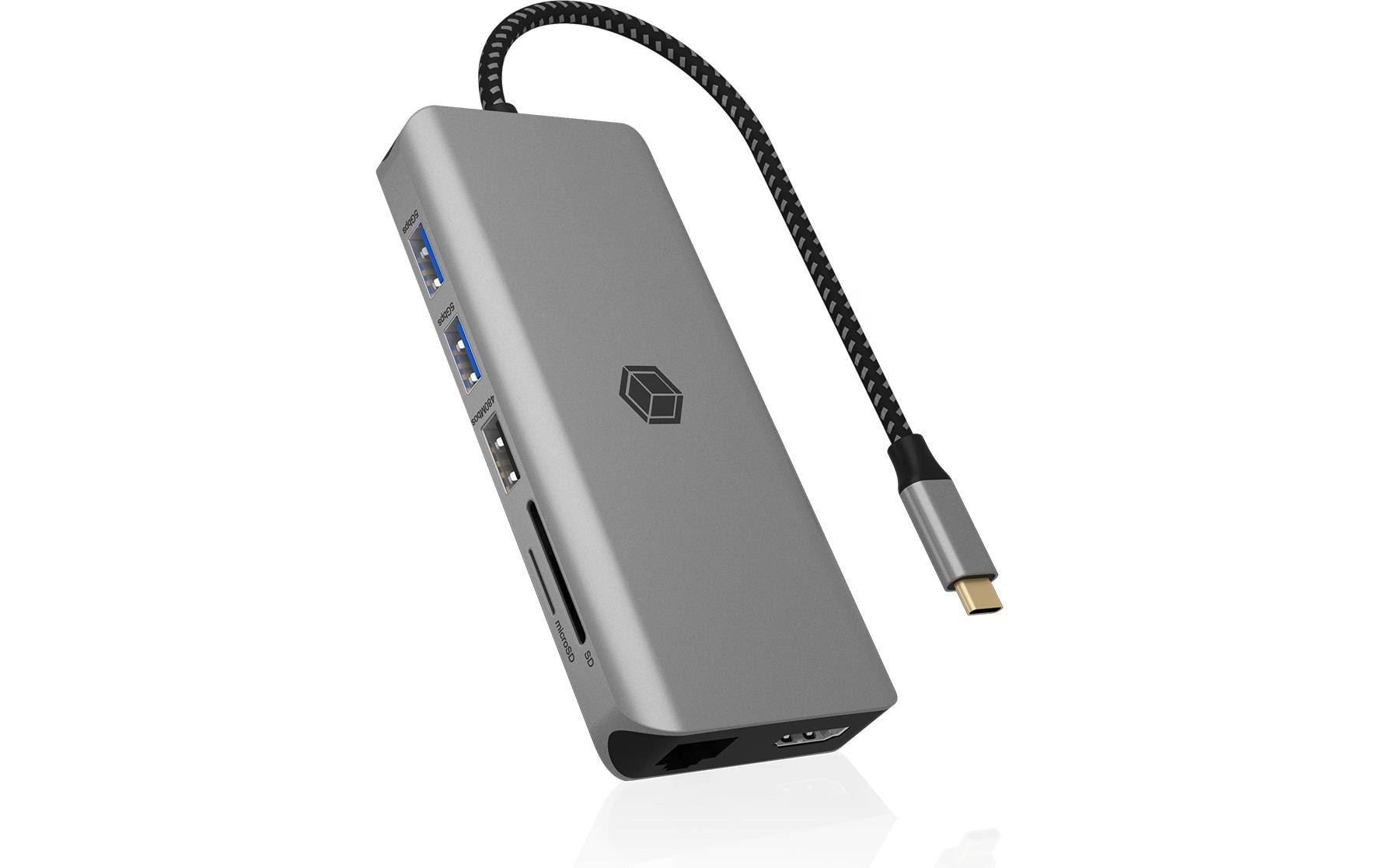 ICY BOX IB-DK4061-CPD Dockingstation – USB-C, 2× HDMI, 2× USB-A, 2× USB-C, 100 W PD, GbE, 3,5 mm Audio
