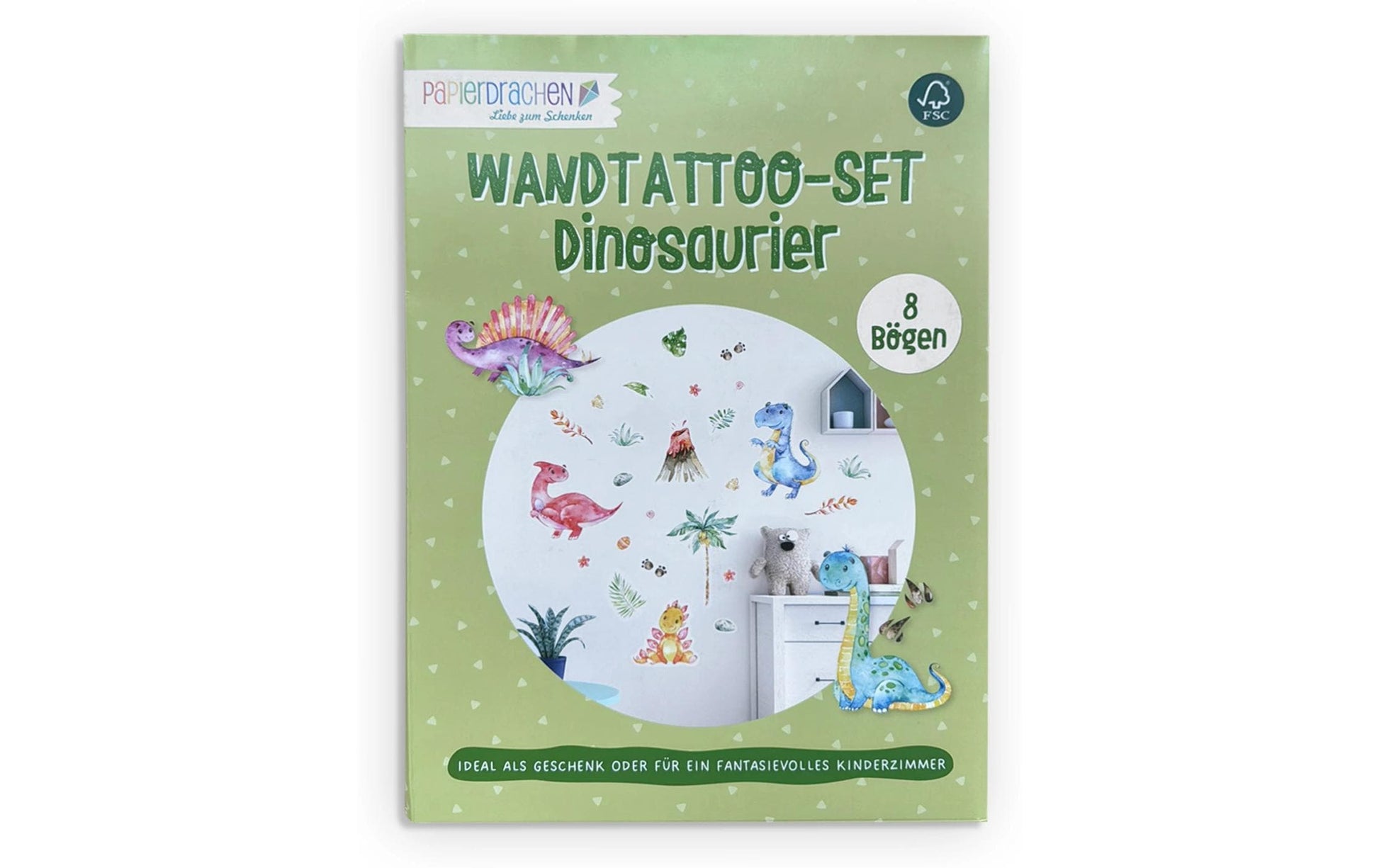 Papierdrachen Wandtattoo-Set – 22 × 30 cm – 8-teilig – Papier, mehrfarbig