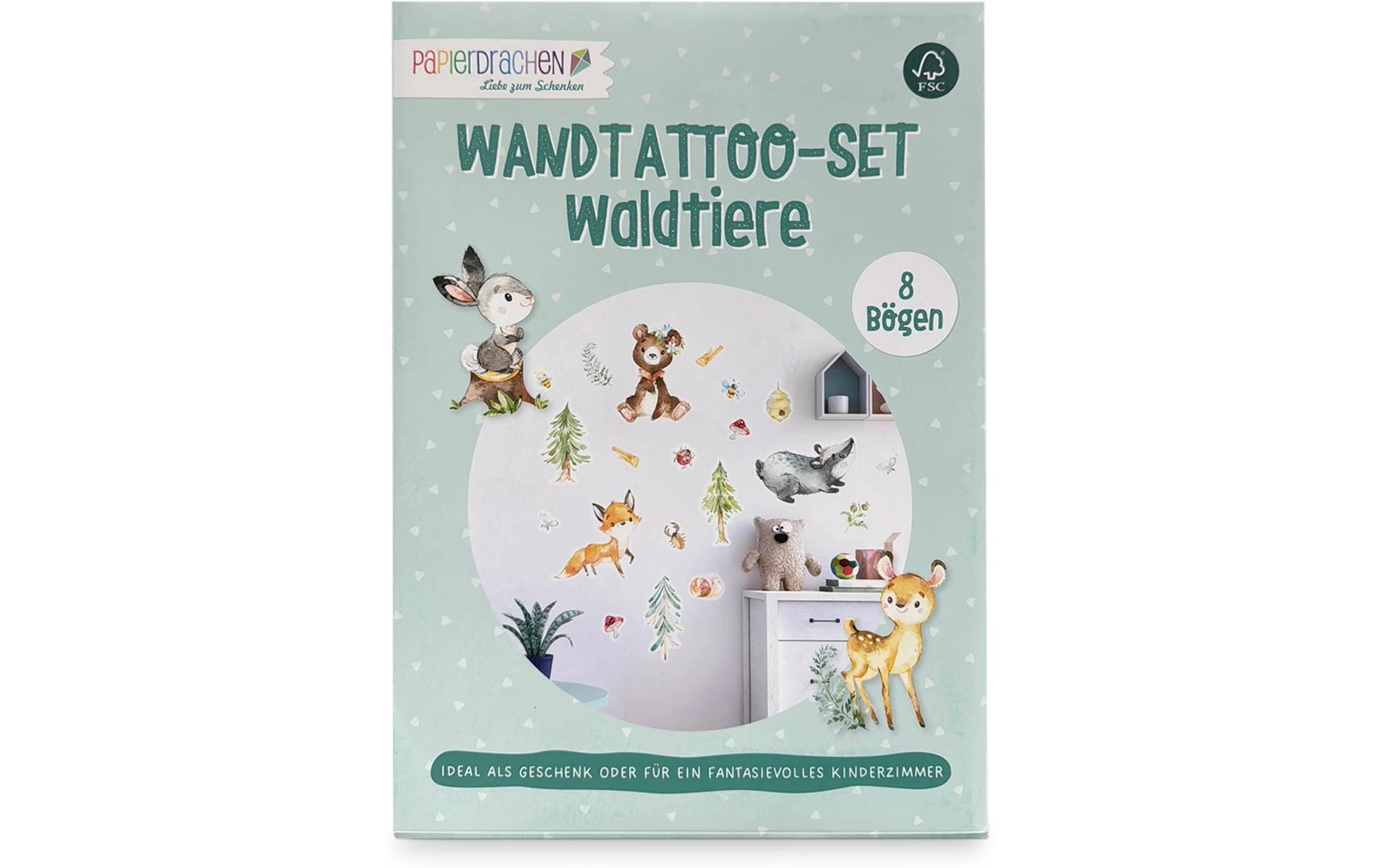 Papierdrachen Wandtattoos-Set – für 22 × 30 cm – Papier, mehrfarbig, 8-teilig