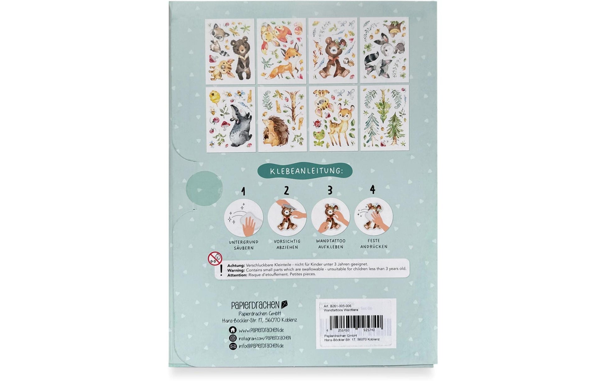 Papierdrachen Wandtattoos-Set – für 22 × 30 cm – Papier, mehrfarbig, 8-teilig