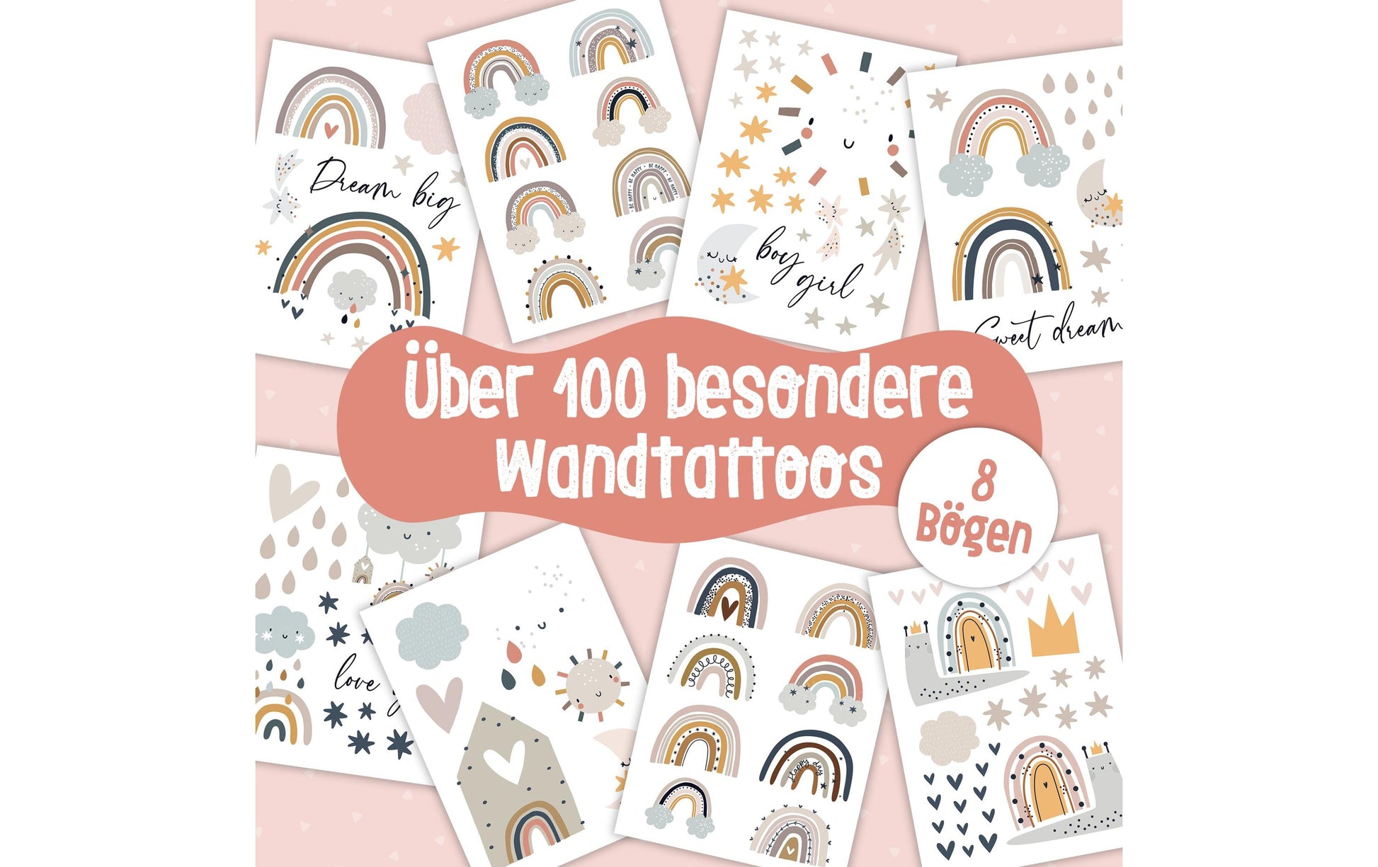 Papierdrachen Wandtattoo-Set – 22 × 30 cm, 8 Blätter – Papier, Mehrfarbig