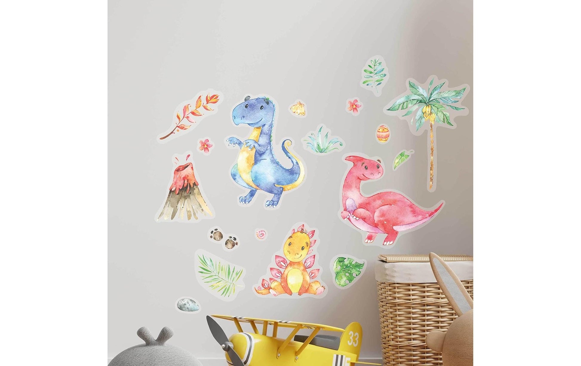Papierdrachen Wandtattoo-Set – 22 × 30 cm – 8-teilig – Papier, mehrfarbig