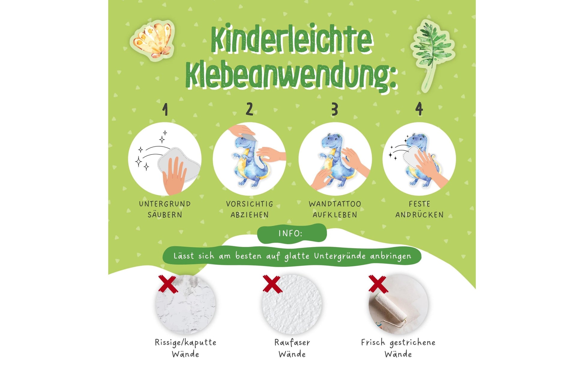 Papierdrachen Wandtattoo-Set – 22 × 30 cm – 8-teilig – Papier, mehrfarbig