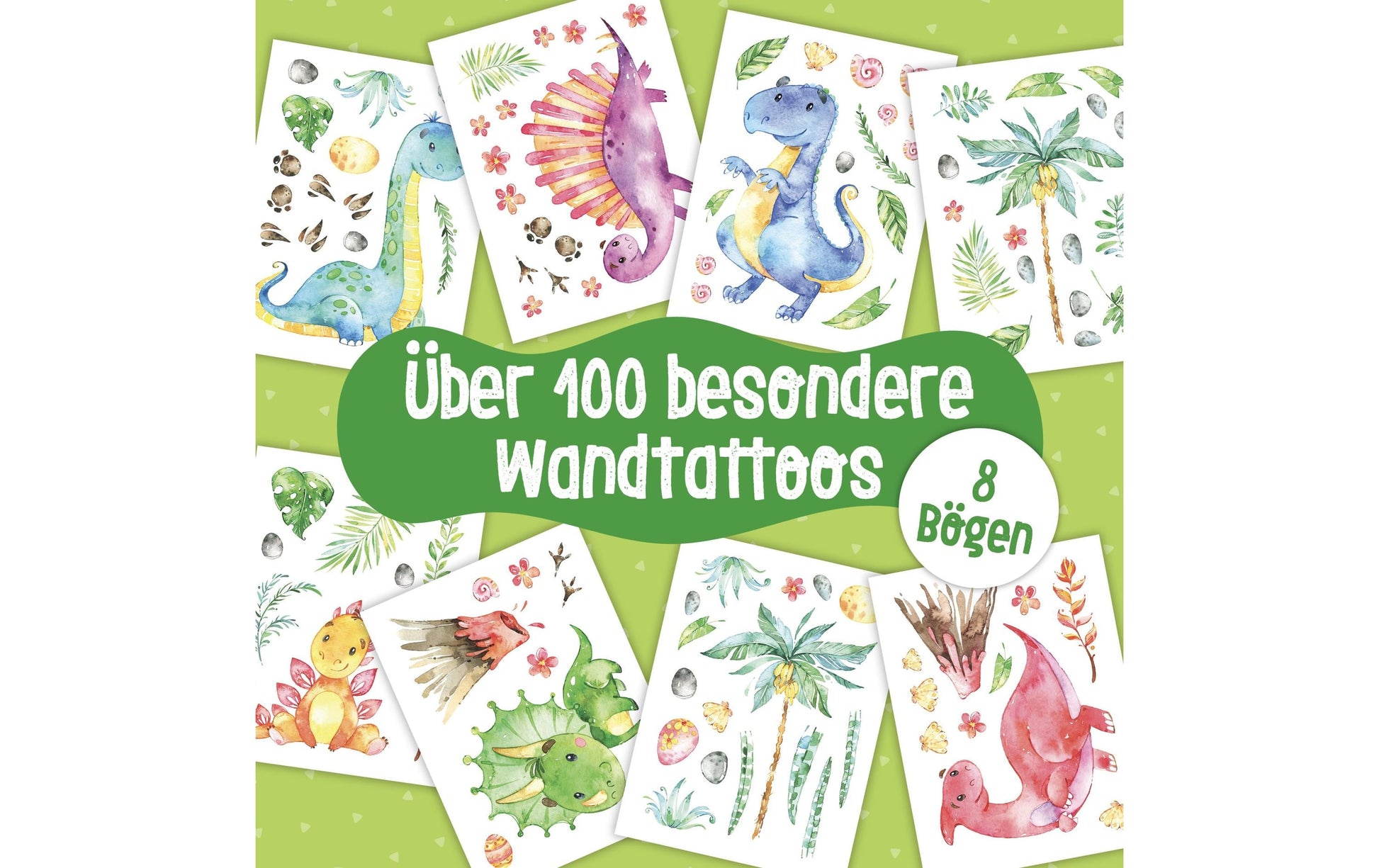Papierdrachen Wandtattoo-Set – 22 × 30 cm – 8-teilig – Papier, mehrfarbig