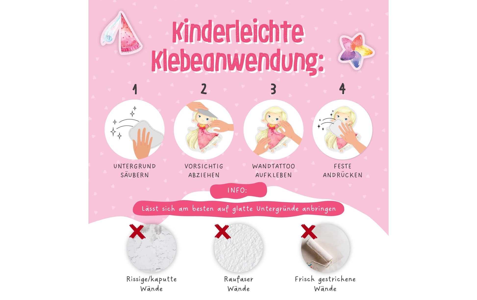 Papierdrachen Wandtattoo-Set – Einhorn – 22 × 30 cm – 8 Blätter – Papier, mehrfarbig