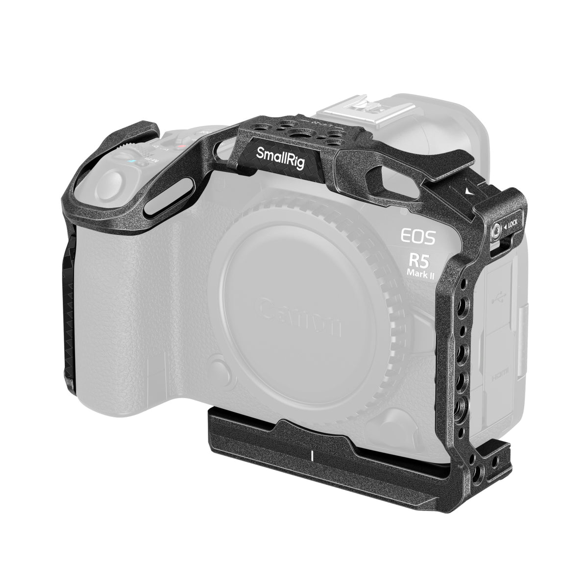 SmallRig Black Mamba 4975 Cage – Aluminium, 153 × 74 × 115,5 mm, 1/4", 3/8" Gewinde – für Canon EOS R5 Mark II