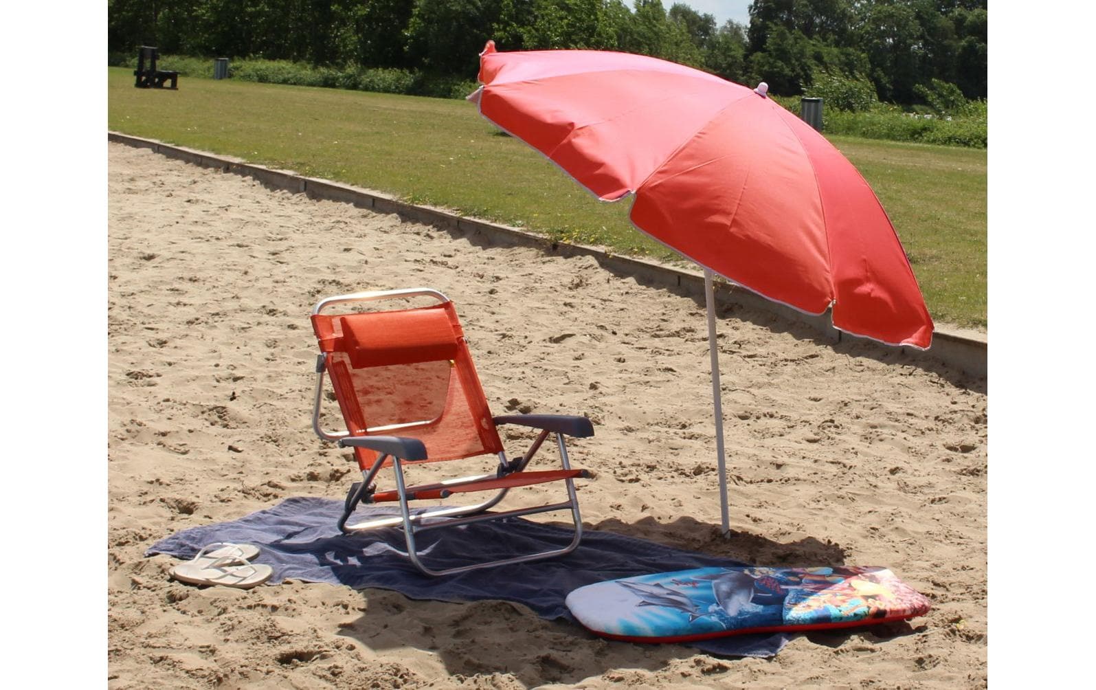 Eurotrail Strandschirm ETCF0933 – Ø 180 cm – Orange – UPF 50+