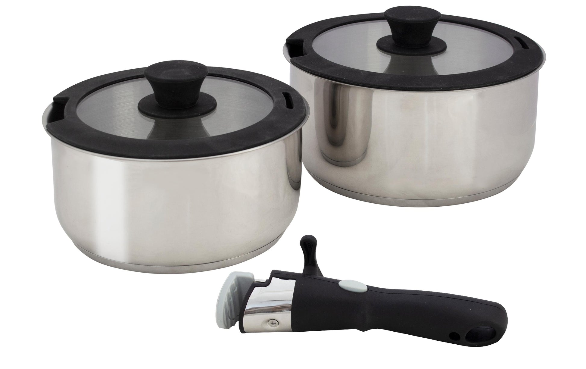 Eurotrail Kochtopf Annecy L – 1,5 l, 2,0 l, Ø 18 cm, Ø 20 cm, Edelstahl, Schwarz