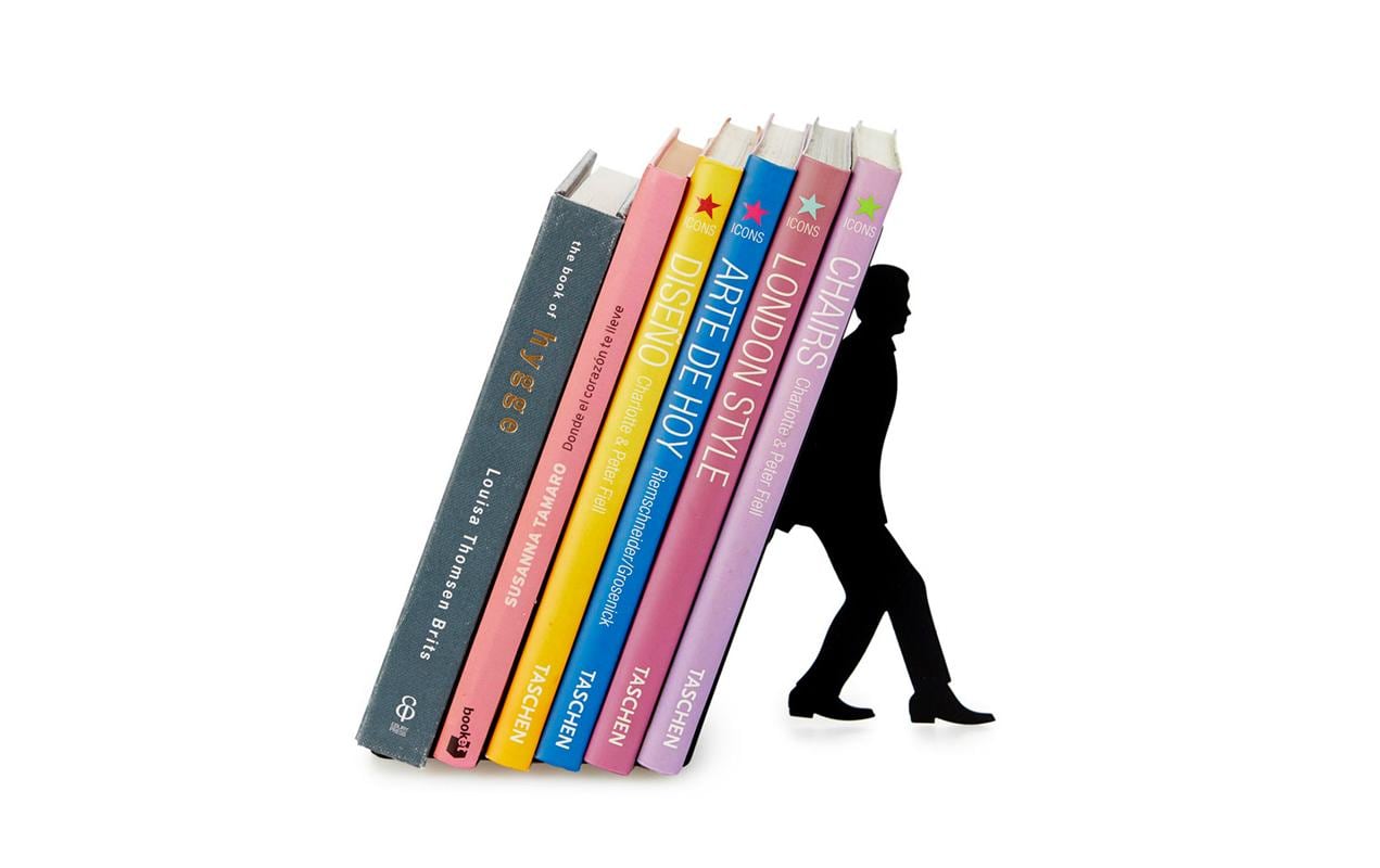 Trendform Too Many Books Buchstützen – 2er-Set, Schwarz, Metall, B 100 × H 170 × T 200 mm