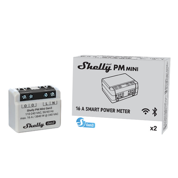 Shelly PM Mini Gen3 – Smart-Steckdose – 8 A, Verbrauchsmessung – für Amazon Alexa, Google Assistant