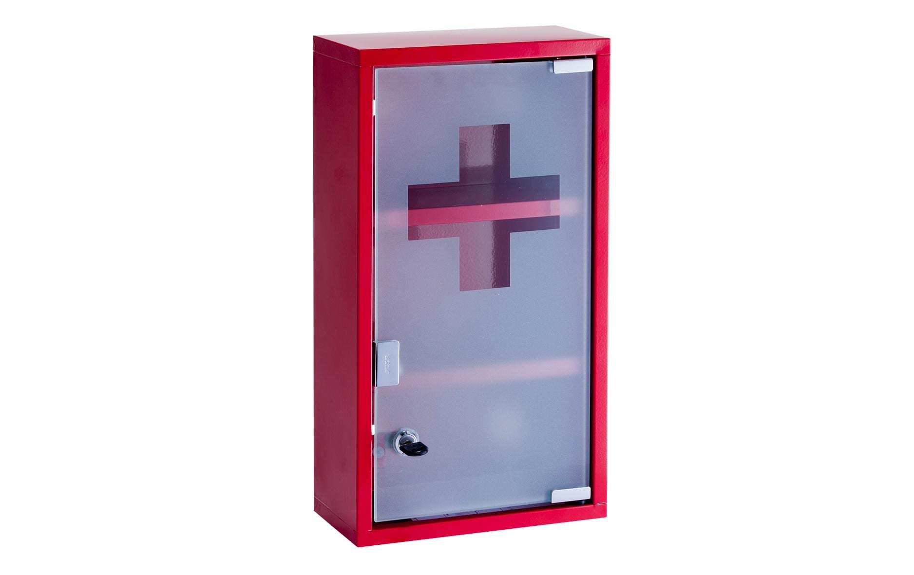 Zeller Present 18468 – Erste-Hilfe-Schrank, abschliessbar, Metall, 250 × 120 × 450 mm, rot