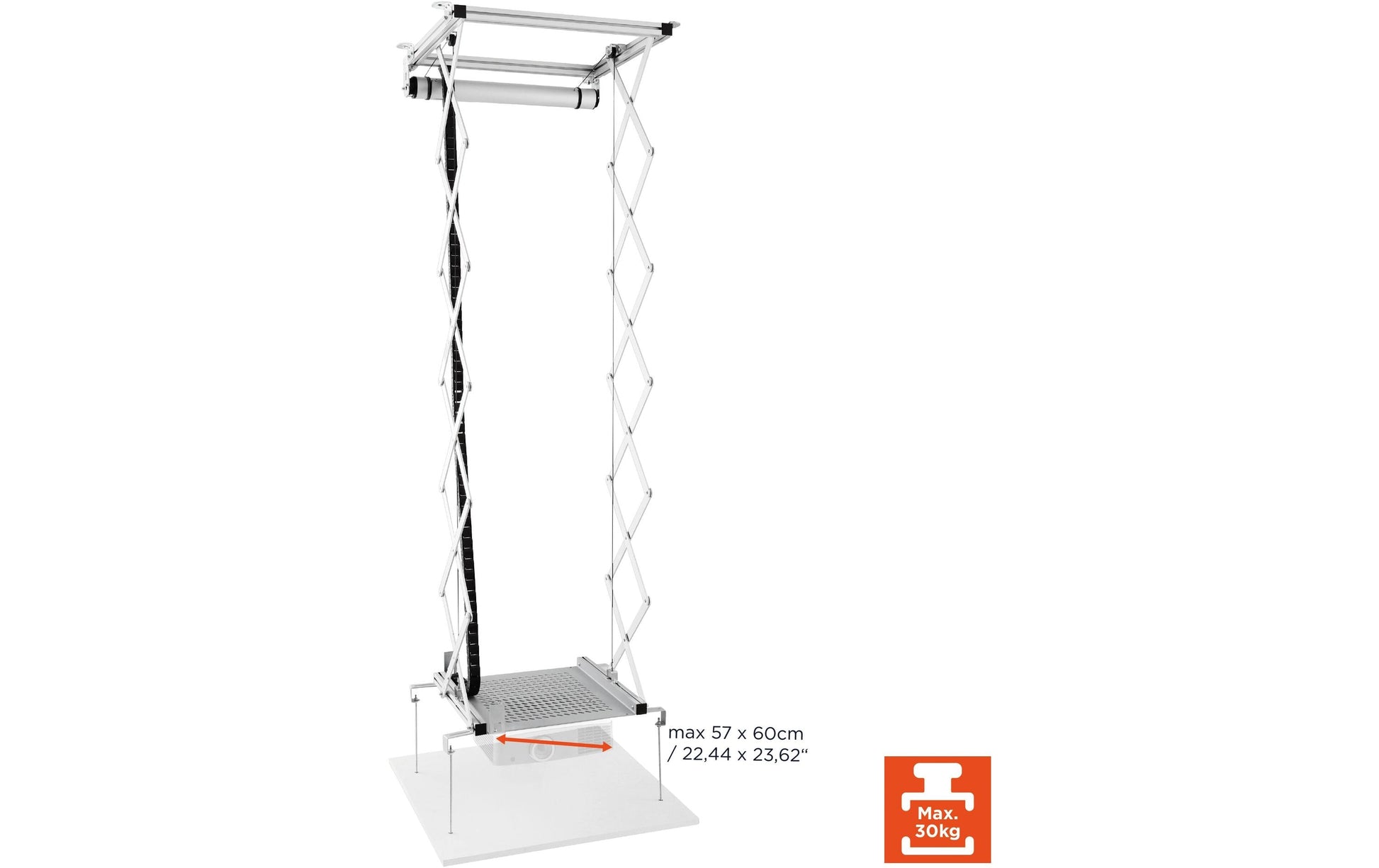 Celexon PL-2000 Plus Projektor-Deckenlift – Absenkung 0–196 cm, 30 kg, grau