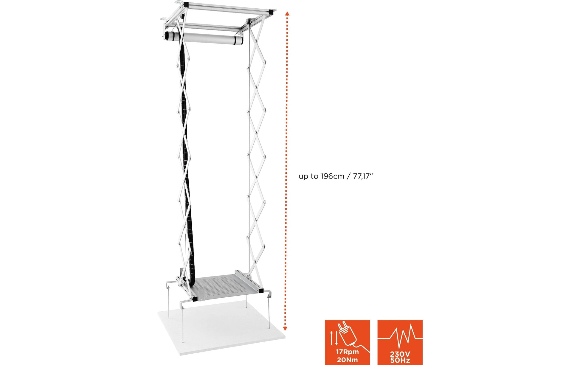 Celexon PL-2000 Plus Projektor-Deckenlift – Absenkung 0–196 cm, 30 kg, grau