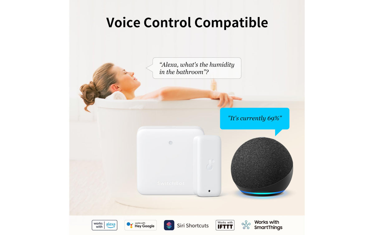 Switchbot Thermo- & Hygrometer mit Hub Mini – Thermo-/Hygrosensor, 3er-Pack, für HomeKit, Alexa & Google