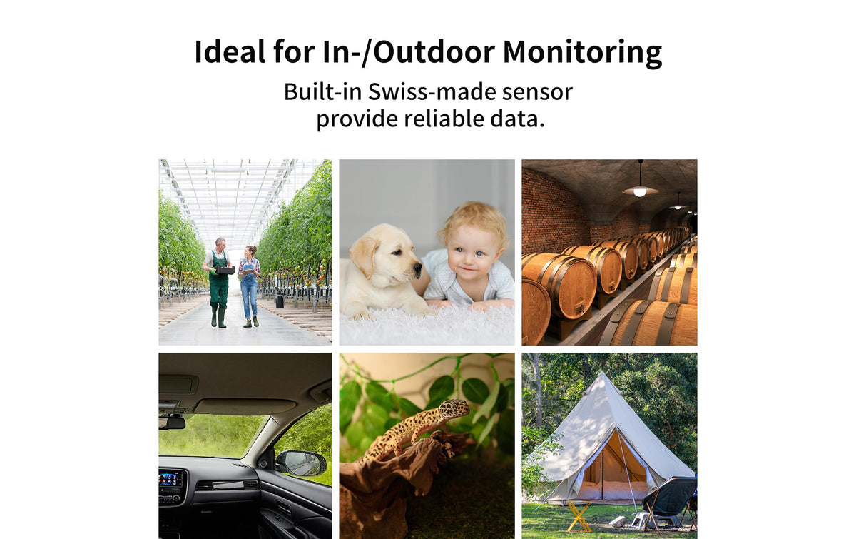 Switchbot Thermo- & Hygrometer mit Hub Mini – Thermo-/Hygrosensor, 3er-Pack, für HomeKit, Alexa & Google
