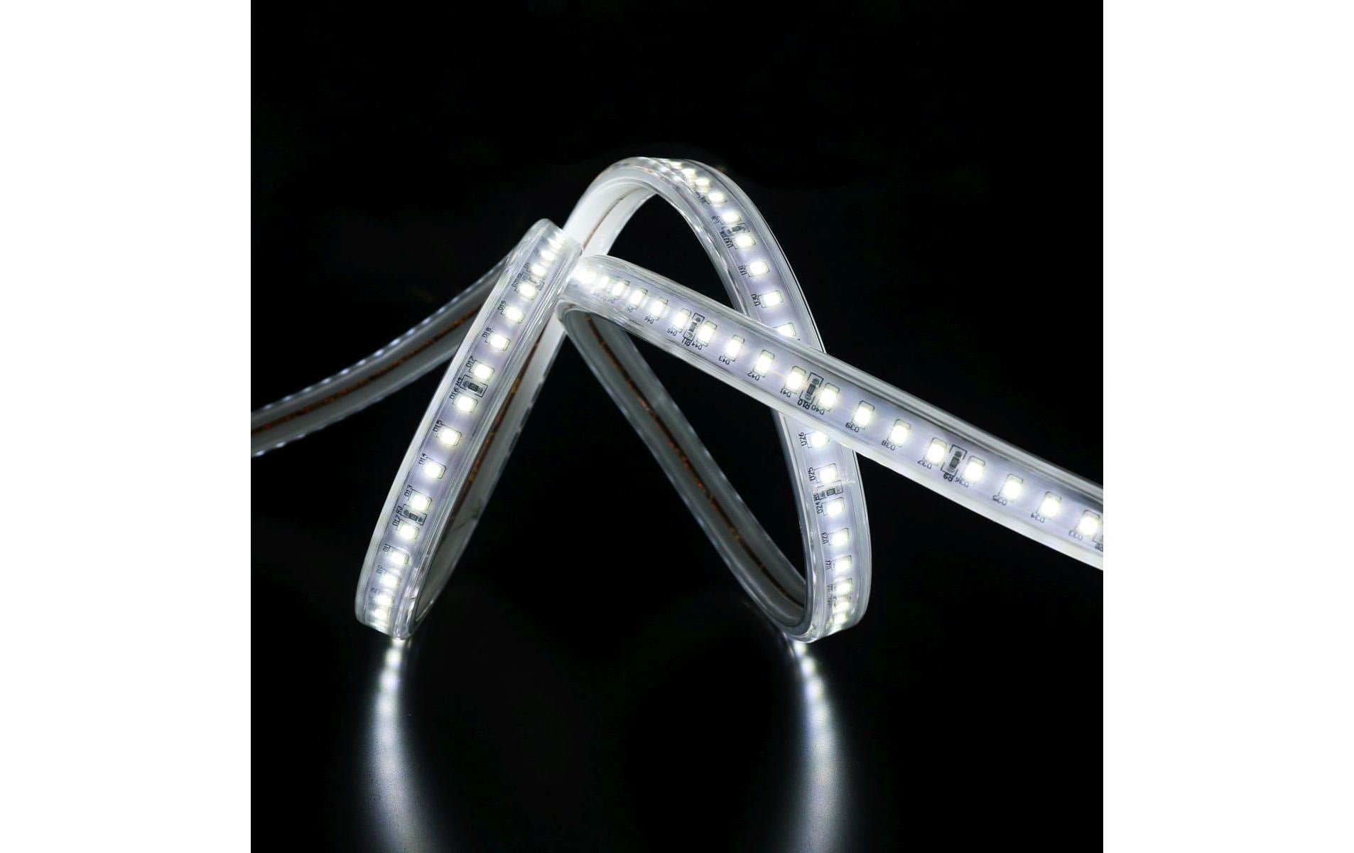 Elbro LED-Streifen Aussen – 50 m – 15'200 lm, 250 W – Kaltweiss, 4000 K – IP65 – Netzbetrieb – Transparent