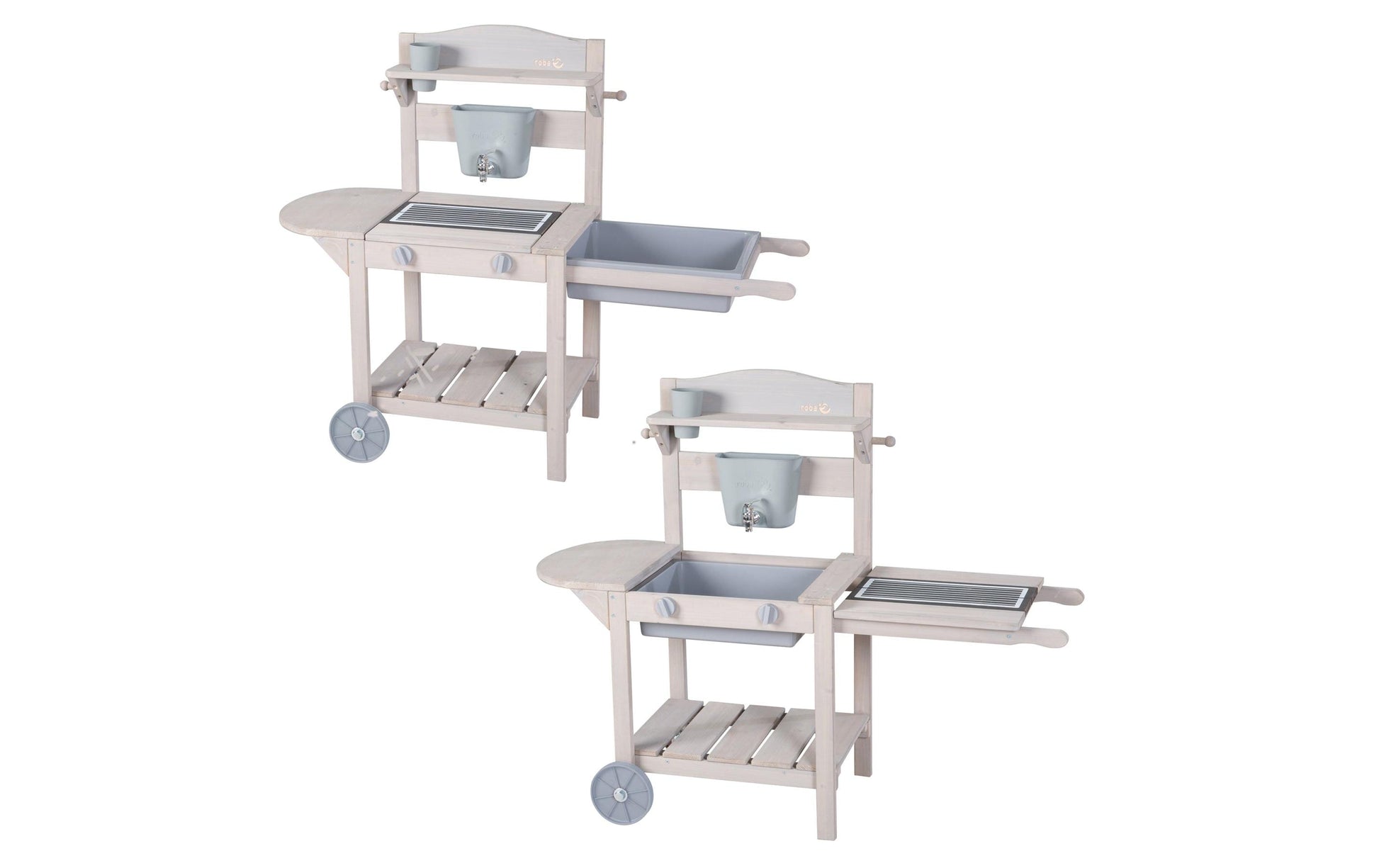 roba Matsch- & Spielküche BBQ – 114 × 89 × 37 cm – ab 1,5 J. – Holz, Kunststoff – hellgrau/Holz – FSC