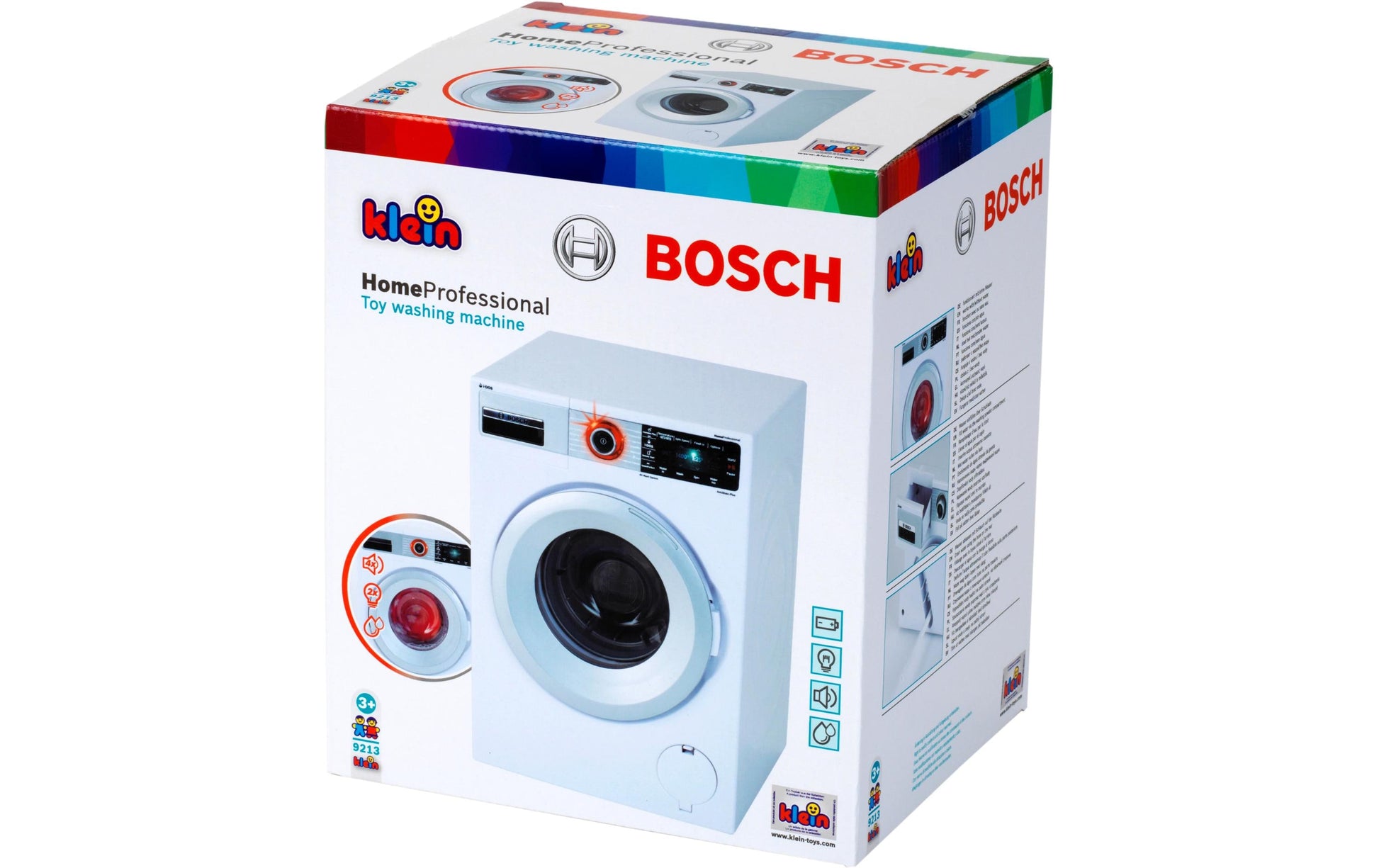 Theo Klein Spielzeug-Waschmaschine – mit Ton, 3×LR14 – 18,5×26,0×18,0 cm – ab 3 J. – schwarz/weiss
