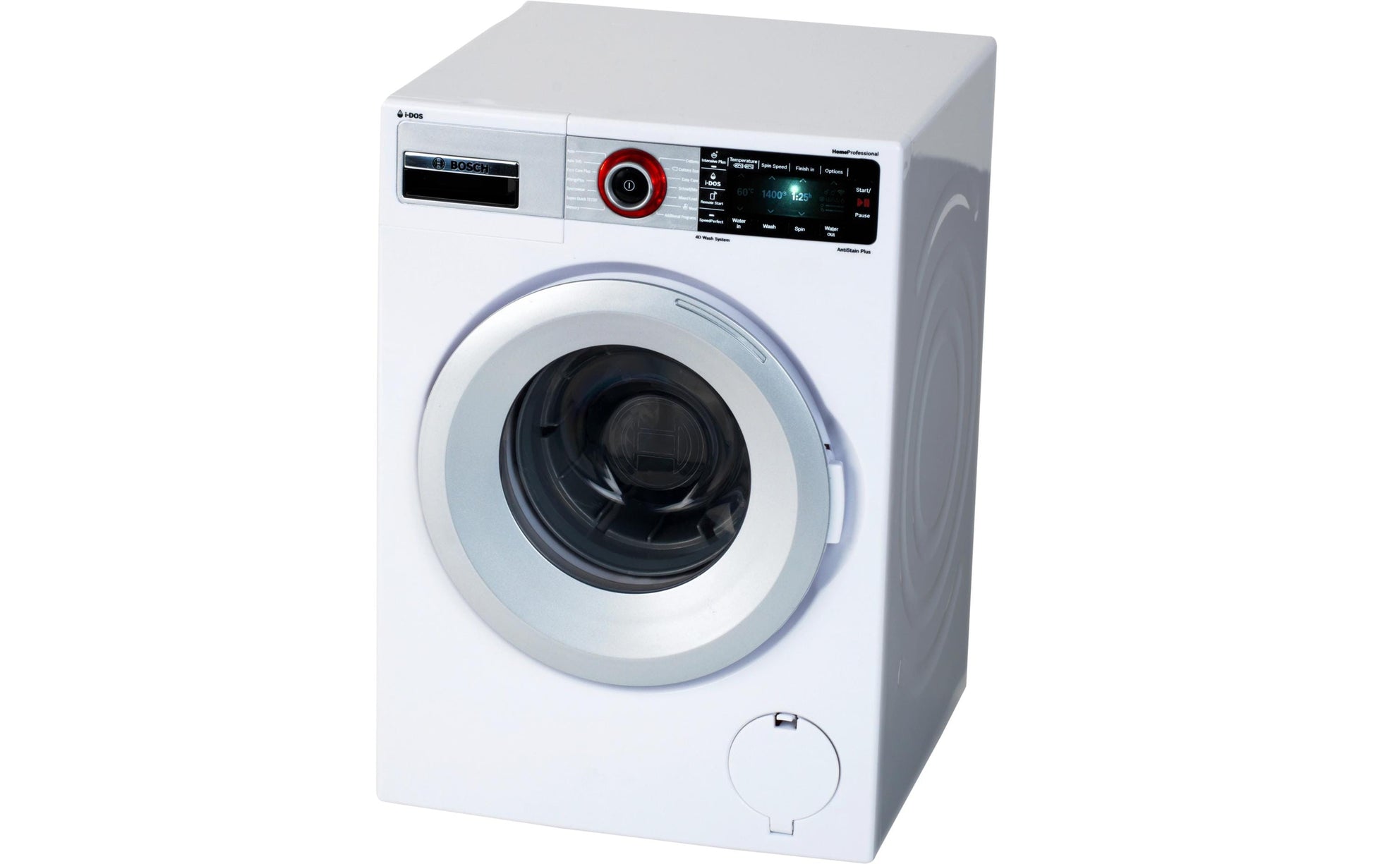 Theo Klein Spielzeug-Waschmaschine – mit Ton, 3×LR14 – 18,5×26,0×18,0 cm – ab 3 J. – schwarz/weiss