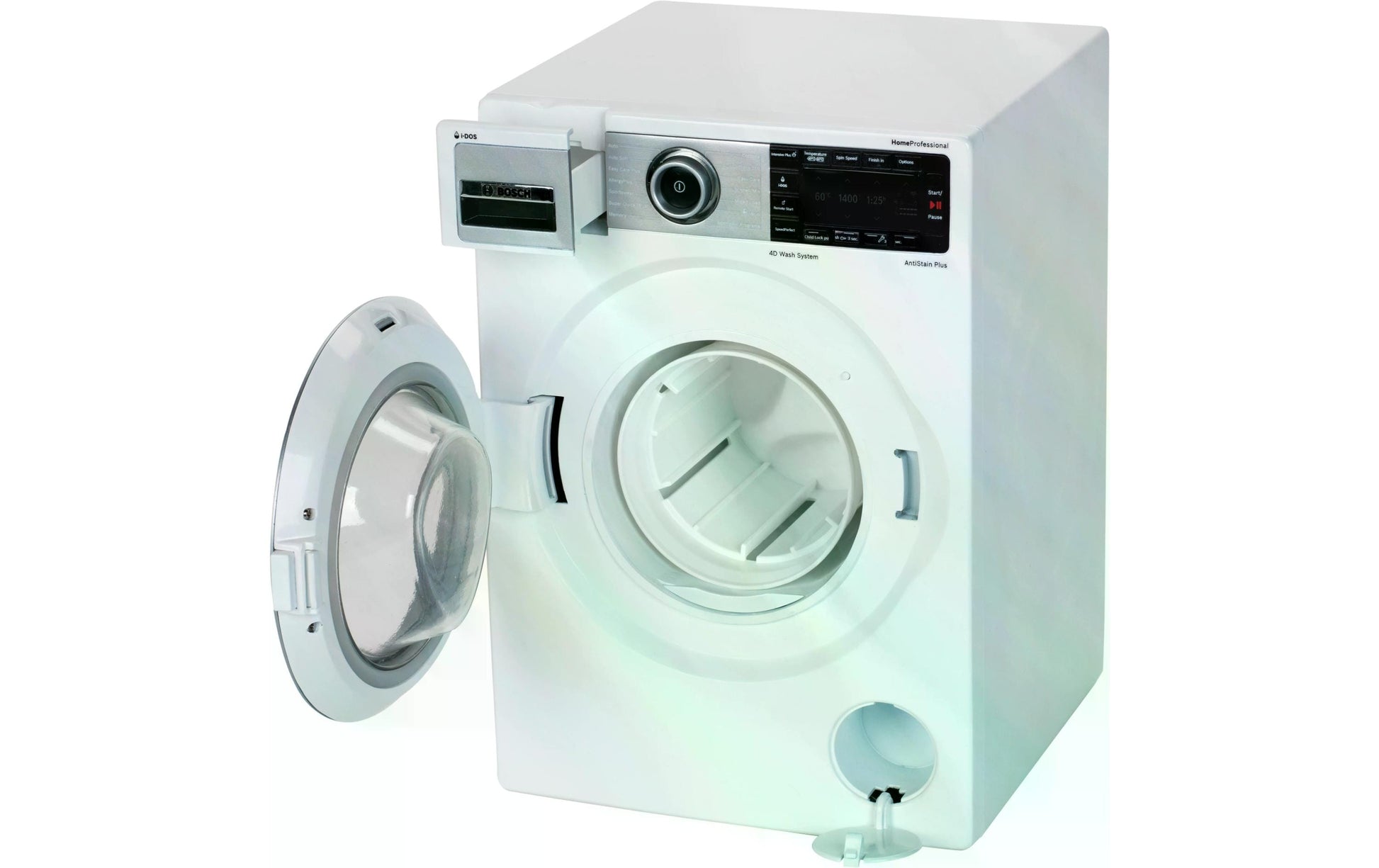 Theo Klein Spielzeug-Waschmaschine – mit Ton, 3×LR14 – 18,5×26,0×18,0 cm – ab 3 J. – schwarz/weiss