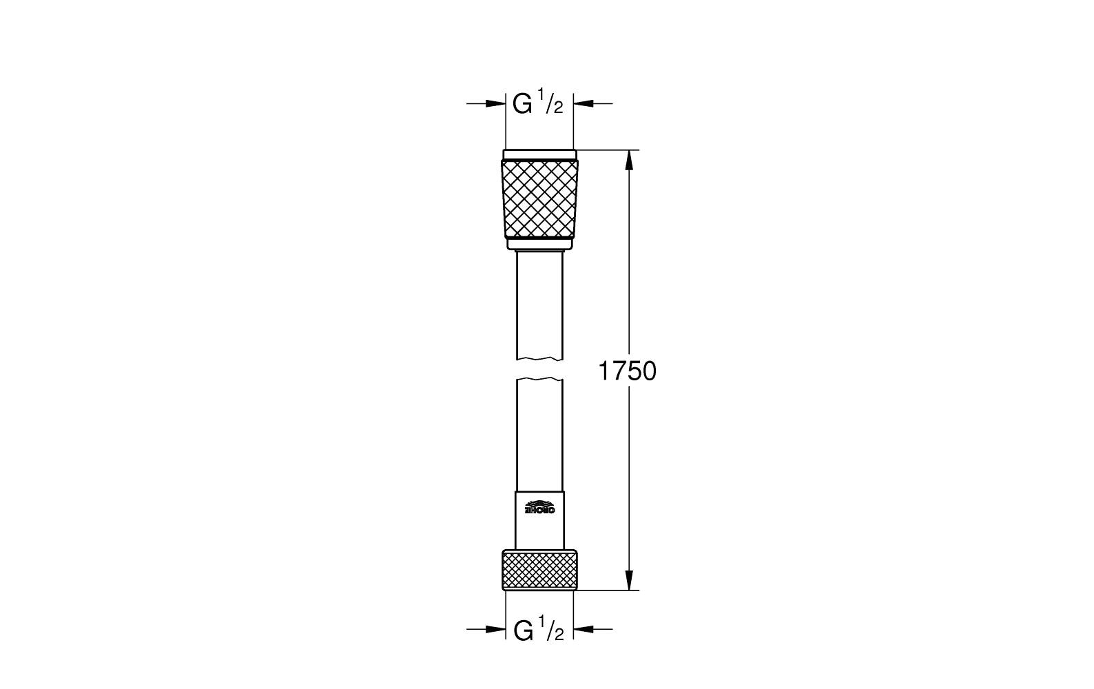 GROHE VitalioFlex Trend Duschbrauseschlauch – 175 cm, Polyethylen, Chrom/Silber, 1/2" Anschluss