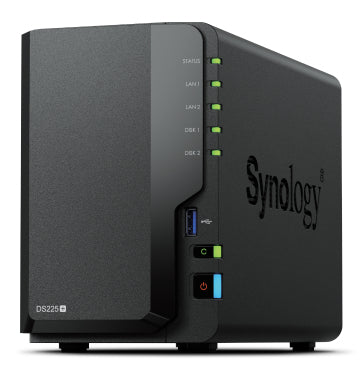 Synology DS225+ – 2-Bay Desktop NAS – Intel Celeron J4125, 2 GB RAM, 2,5GbE, DSM, 8 TB HDD vorinstalliert