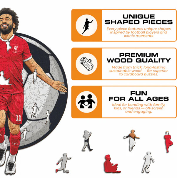 Iconic Puzzles Puzzle Liverpool FC, Mo Salah – 270 Teile – 30 × 42 cm – ab 10 J. – Holz, mehrfarbig – FSC