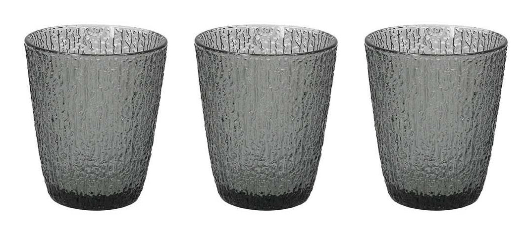 Tognana Porcellane Tognana Trinkgläser Davor – 3er Set, 280 ml, Ø 8,5 cm, Glas, Grau, spülmaschinenfest